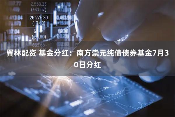 翼林配资 基金分红：南方崇元纯债债券基金7月30日分红