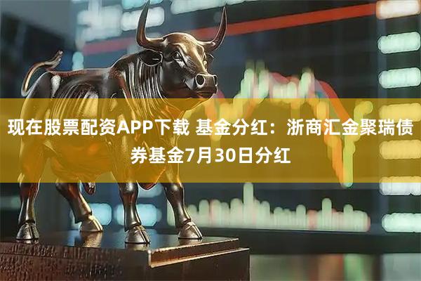 现在股票配资APP下载 基金分红：浙商汇金聚瑞债券基金7月30日分红